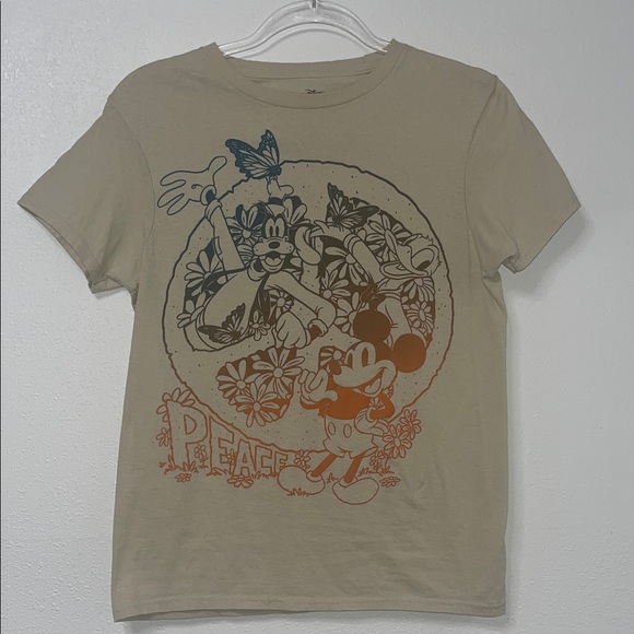 Disney Tops - Disney Tan T-Shirt with Mickey + Donald and Goofy Graphic